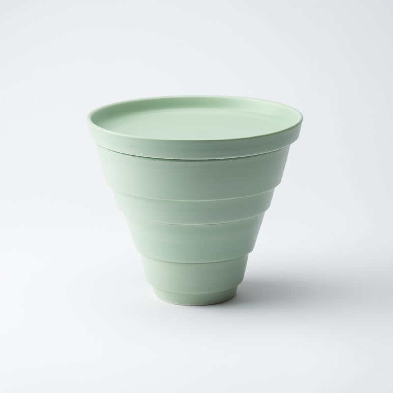 Arita Porcelain Lab Grass Green Conic Modern Jubako Bento Box