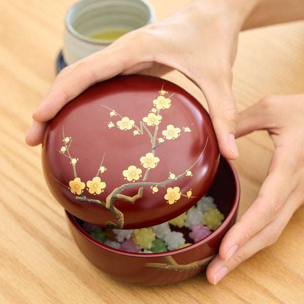 Plum Branch Maki-e Yamanaka Lacquerware Candy Box Small