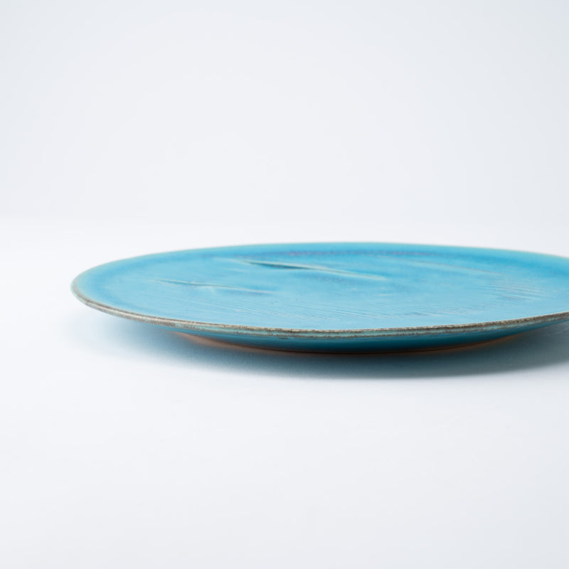 Hissan Pottery Hibino Malibu Turquoise Shigaraki Ware Round Plate 9 in