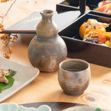 Hozan Kiln Sangiri Gourd‐shaped Bizen Ware Sake Set