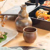 Hozan Kiln Goma Gourd‐shaped Bizen Ware Sake Set