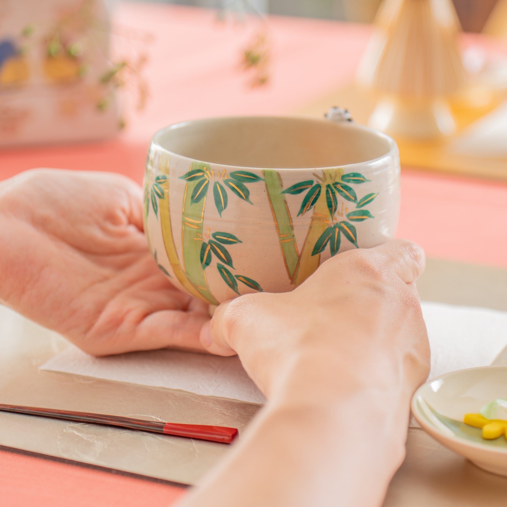 Bamboo and Peeking Panda Matcha Bowl Chawan