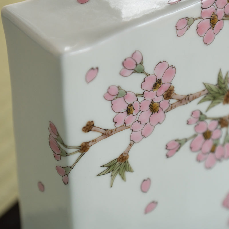 Yamada Yoshiaki Cherry Blossom and Warbling White-eye Japanese Flower Vase