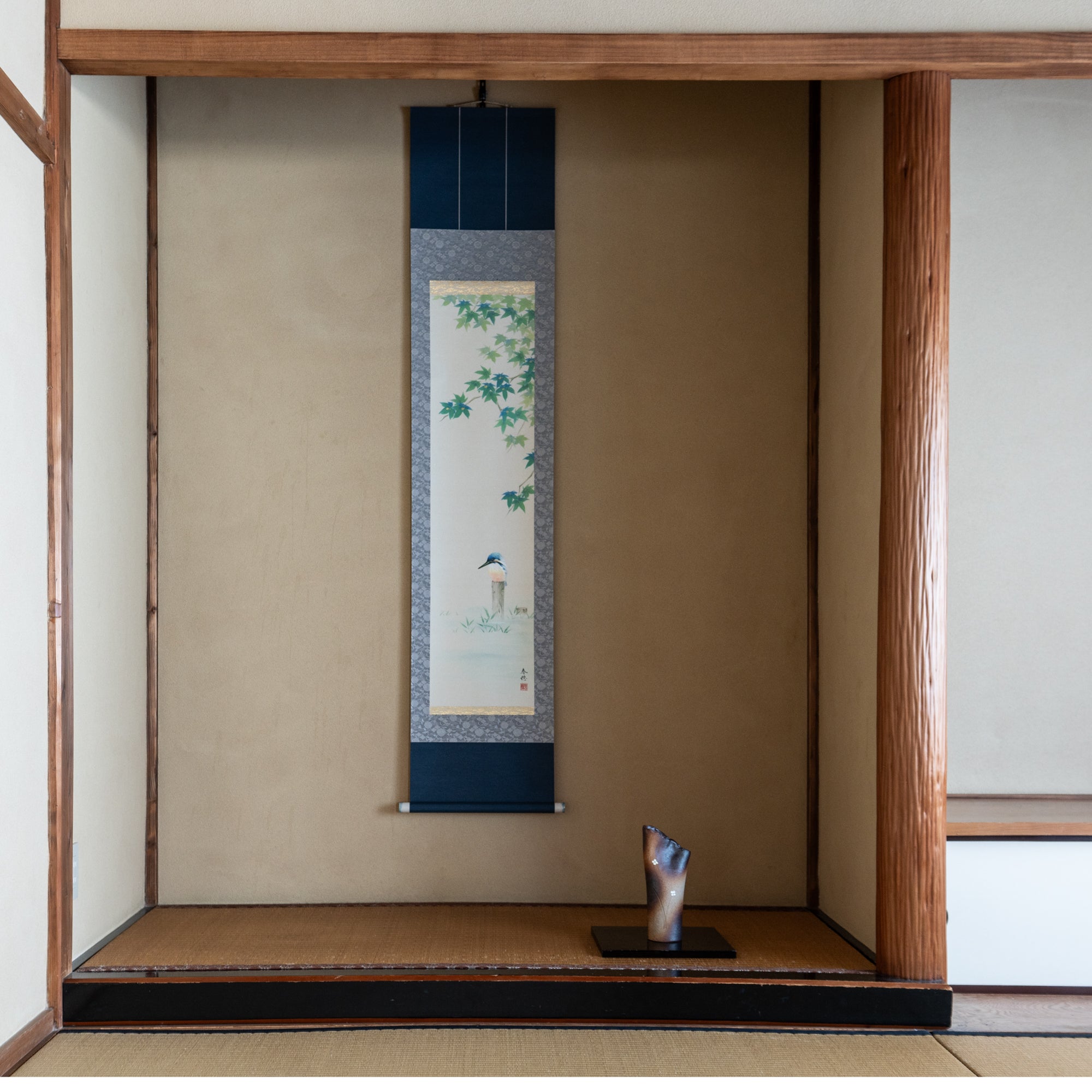 Kingfisher Under The Tree Kakejiku Hanging Scroll