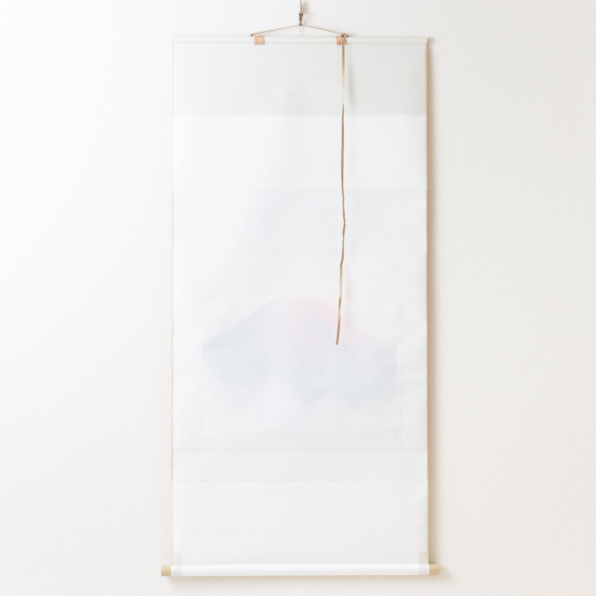 Red Mt. Fuji And Soaring Cranes Kakejiku Hanging Scroll