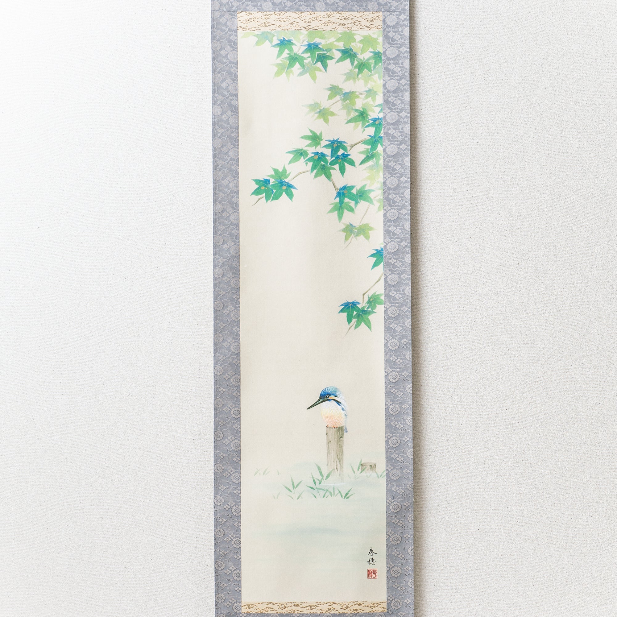 Kingfisher Under The Tree Kakejiku Hanging Scroll