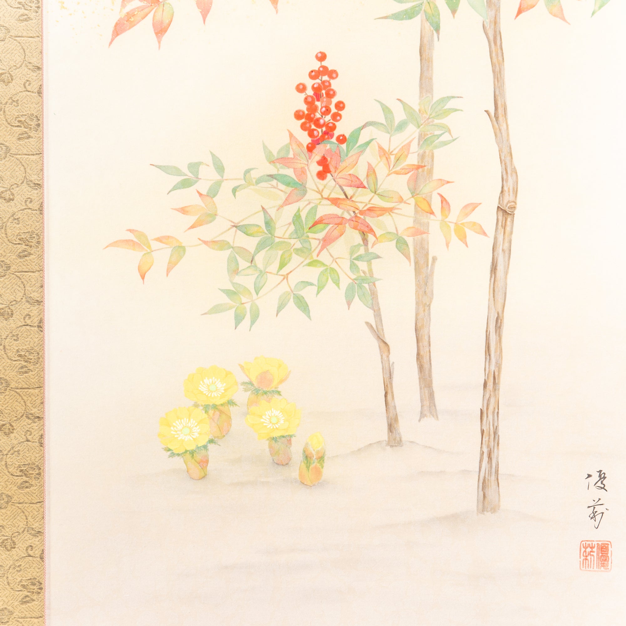 Nanten Fukuju Kakejiku Hanging Scroll