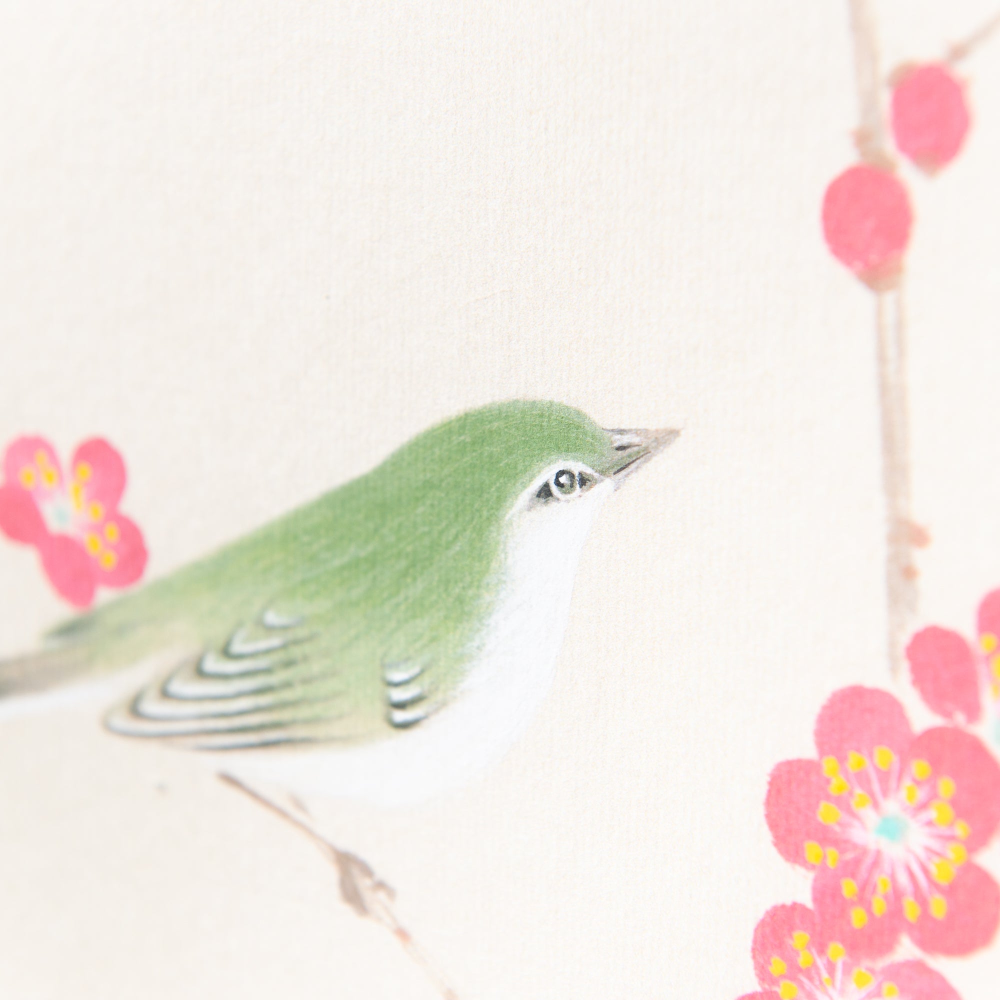 Red Plum Blossoms with Warbler Kakejiku Hanging Scroll