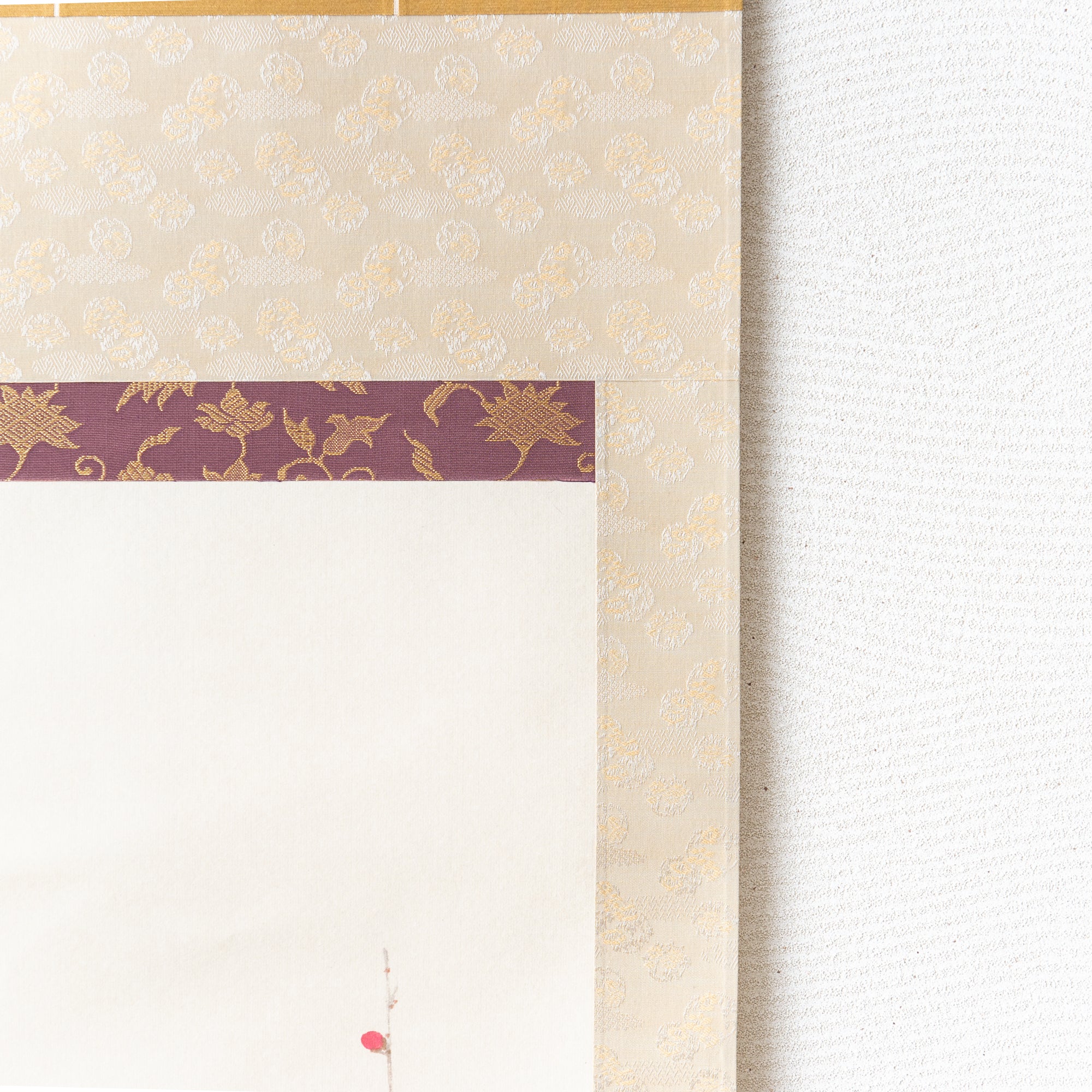 Red Plum Blossoms with Warbler Kakejiku Hanging Scroll