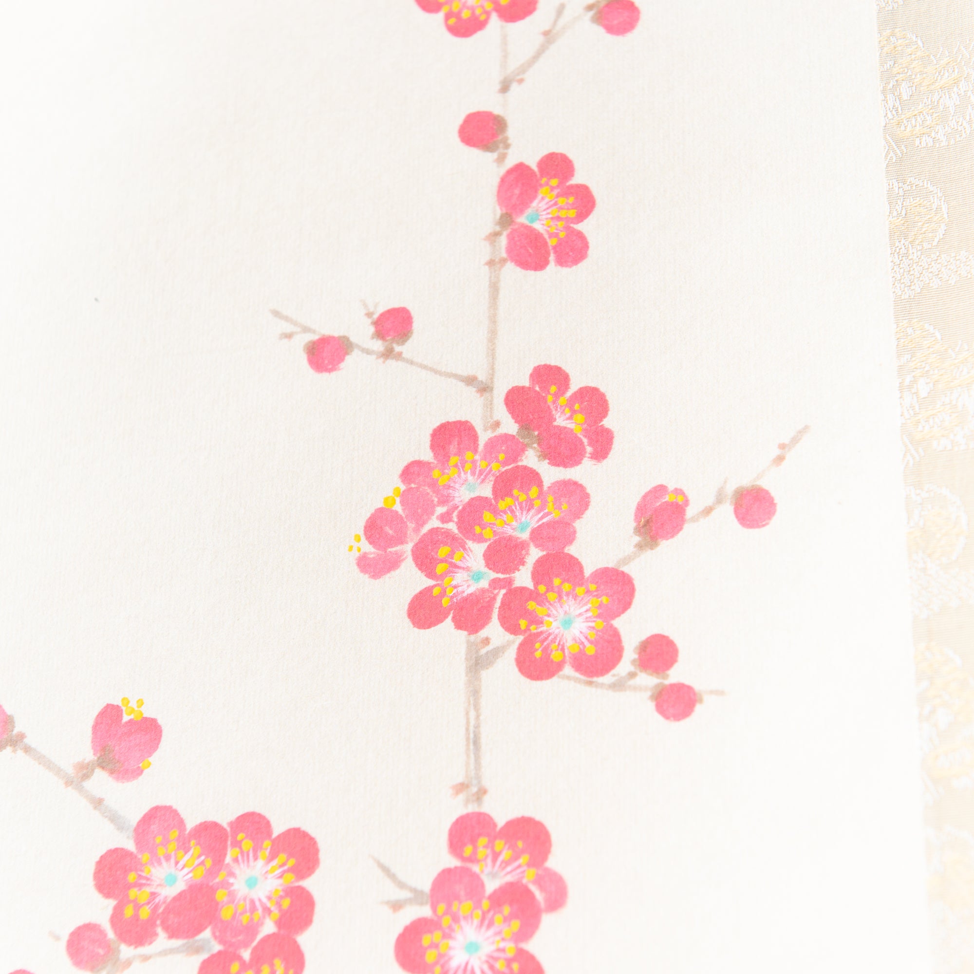 Red Plum Blossoms with Warbler Kakejiku Hanging Scroll