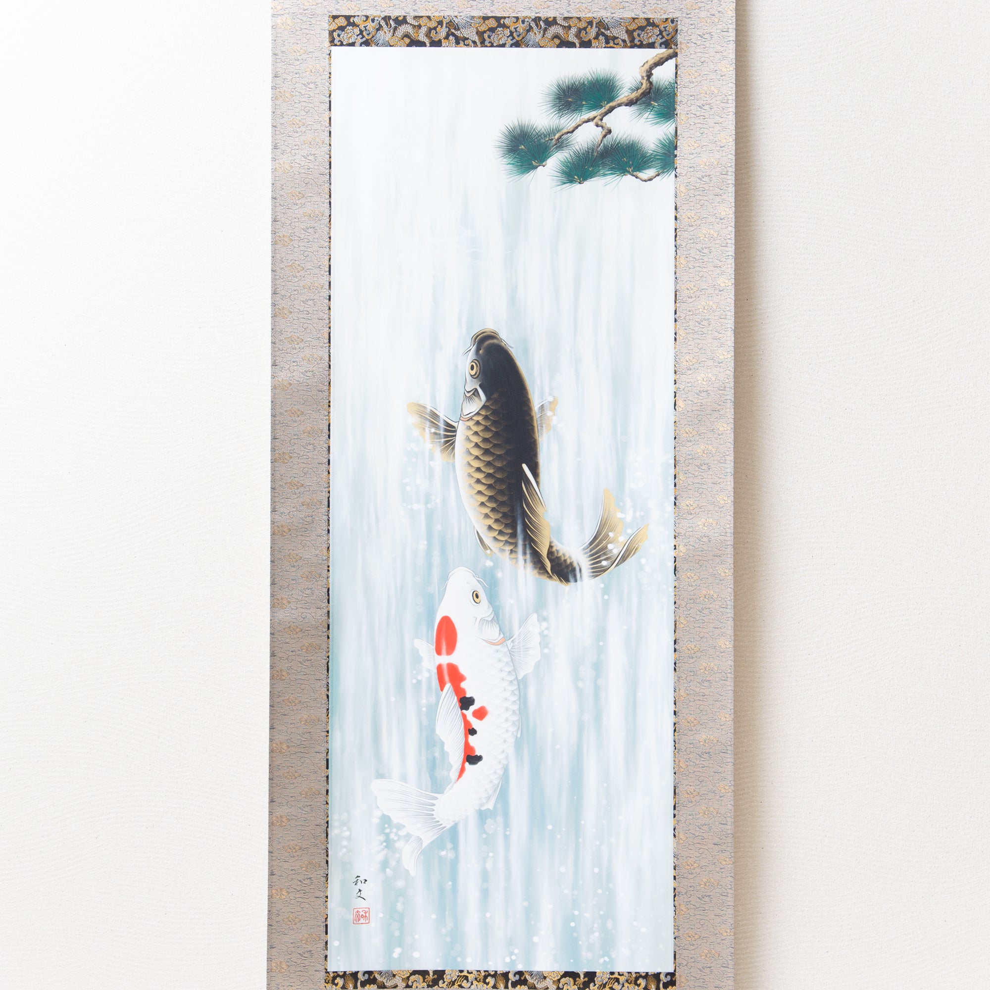 Fortune-Ascending Koi Kakejiku Hanging Scroll