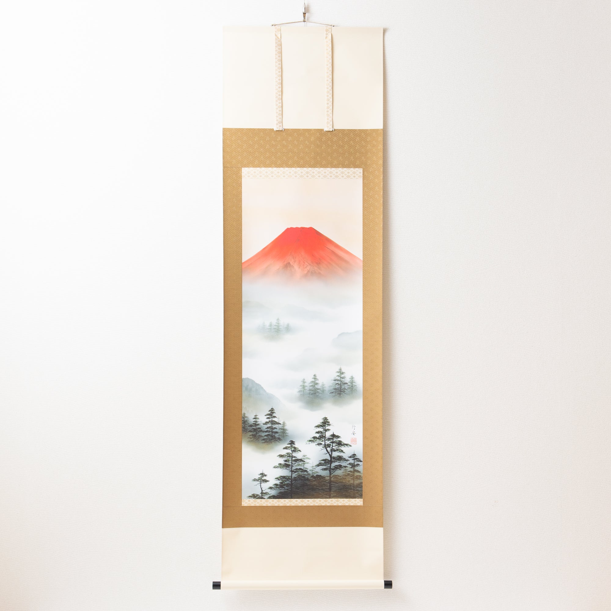 Red Mt. Fuji  Landscape Kakejiku Hanging Scroll