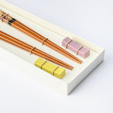 Matsukan Crystal Hidamari Wakasa Lacquerware Chopsticks Set 22.5 cm (8.9 in) with Chopstick Rests (Set of Two)