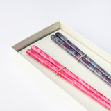Matsukan Crystal Moss Pink and Wisteria Wakasa Lacquerware Chopsticks Set 22.5 cm (8.9 in) with Chopstick Rests (Set of Two)