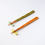 Matsukan Crystal Spring and Autumn Wakasa Lacquerware Chopsticks Set 22.5 cm (8.9 in) with Chopstick Rests (Set of Two)