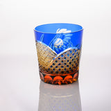 Kiyohide Glass Blue Amber Owl Edo Kiriko Rocks Glass