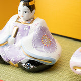 Yoneda Yuzan Purple Sakura  Kutani Hina Dolls with Mini Tatami Mat