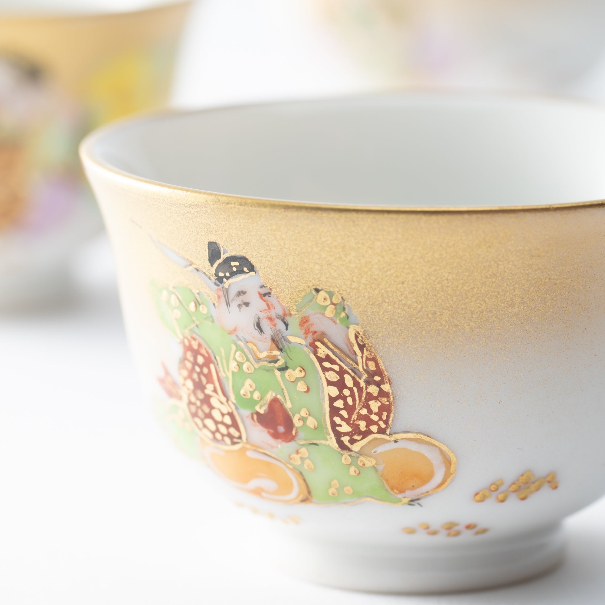 Taka Toshifumi Seven Lucky Gods Japanese Houhin Teapot Set with 5 Teacups