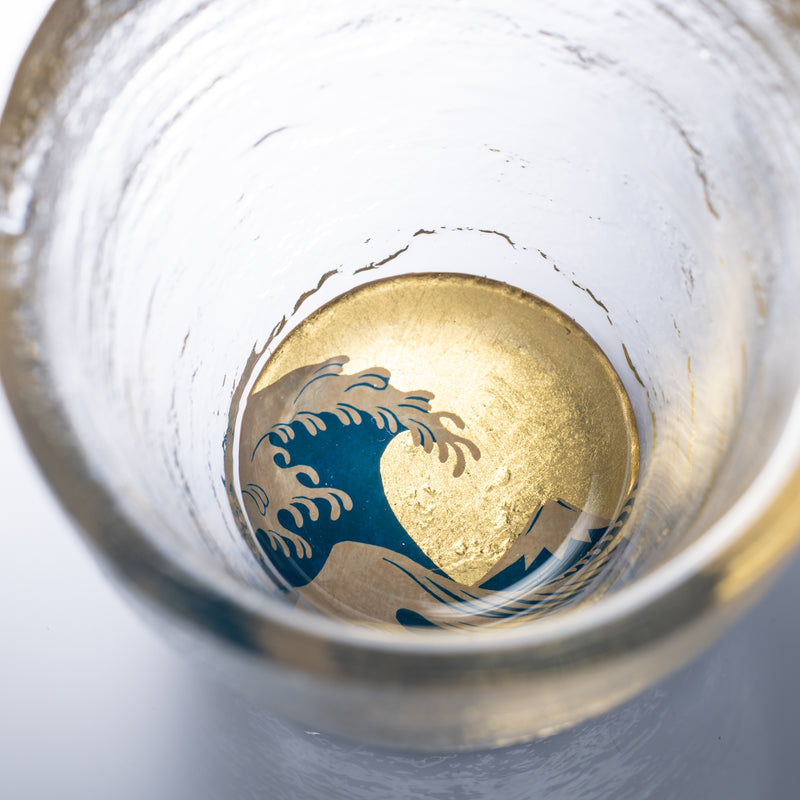 Yoshita Kasho Hokusai Great Wave off Kanagawa Maki-e Glass Sake Cup