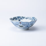 Myousen Toubou Auspicious Pattern Sakura-Shaped Kutani Bowl 6.7 in