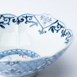 Myousen Toubou Auspicious Pattern Sakura-Shaped Kutani Bowl 6.7 in