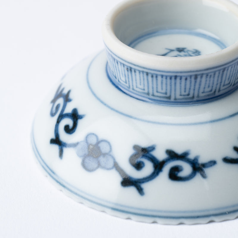 Myousen Toubou Auspicious Flower and Bird Kutani Sakazuki Flat Sake Cup