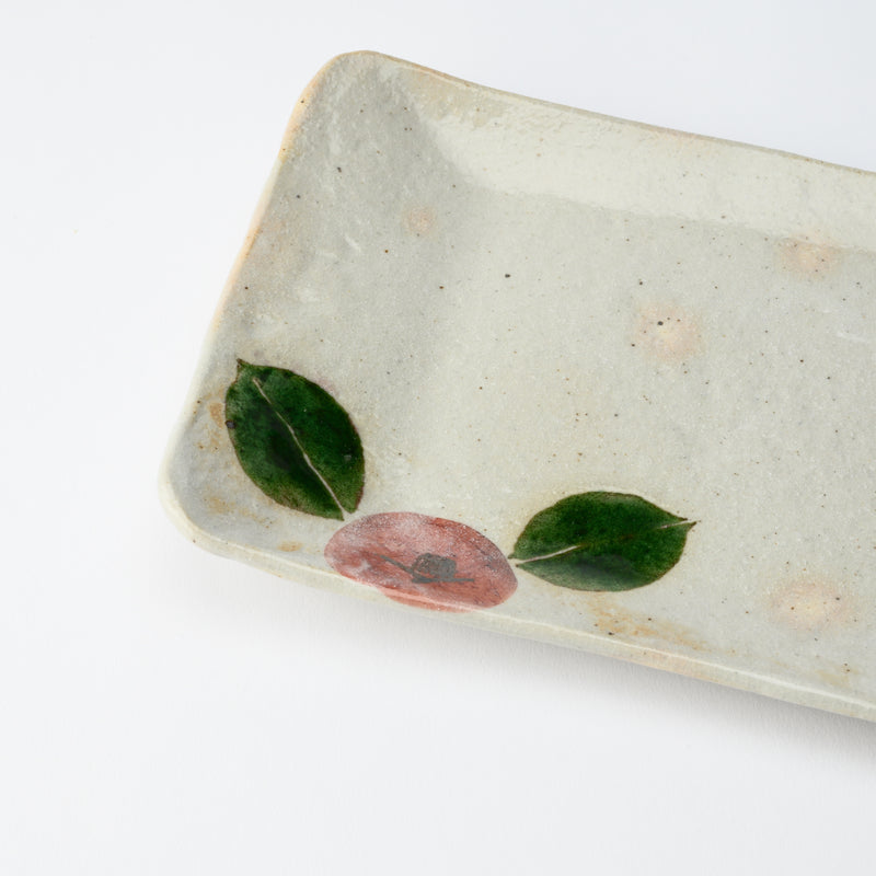 Musashi Kiln Camellia Mino Ware Long Plate