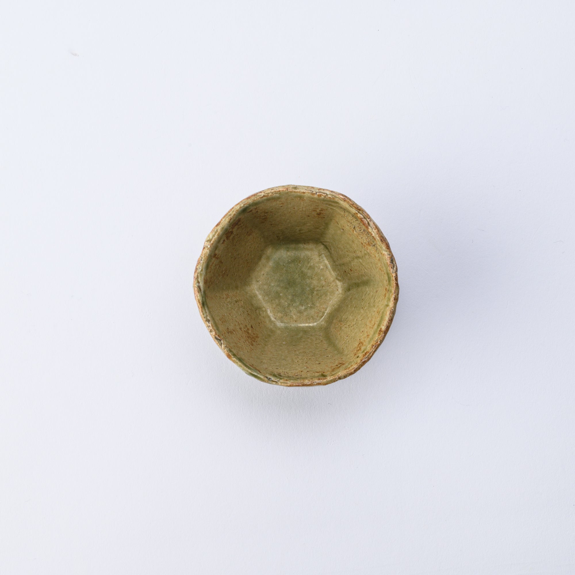 Musashi Kiln Bicolor Mino Ware Hexagonal Guinomi Sake Cup