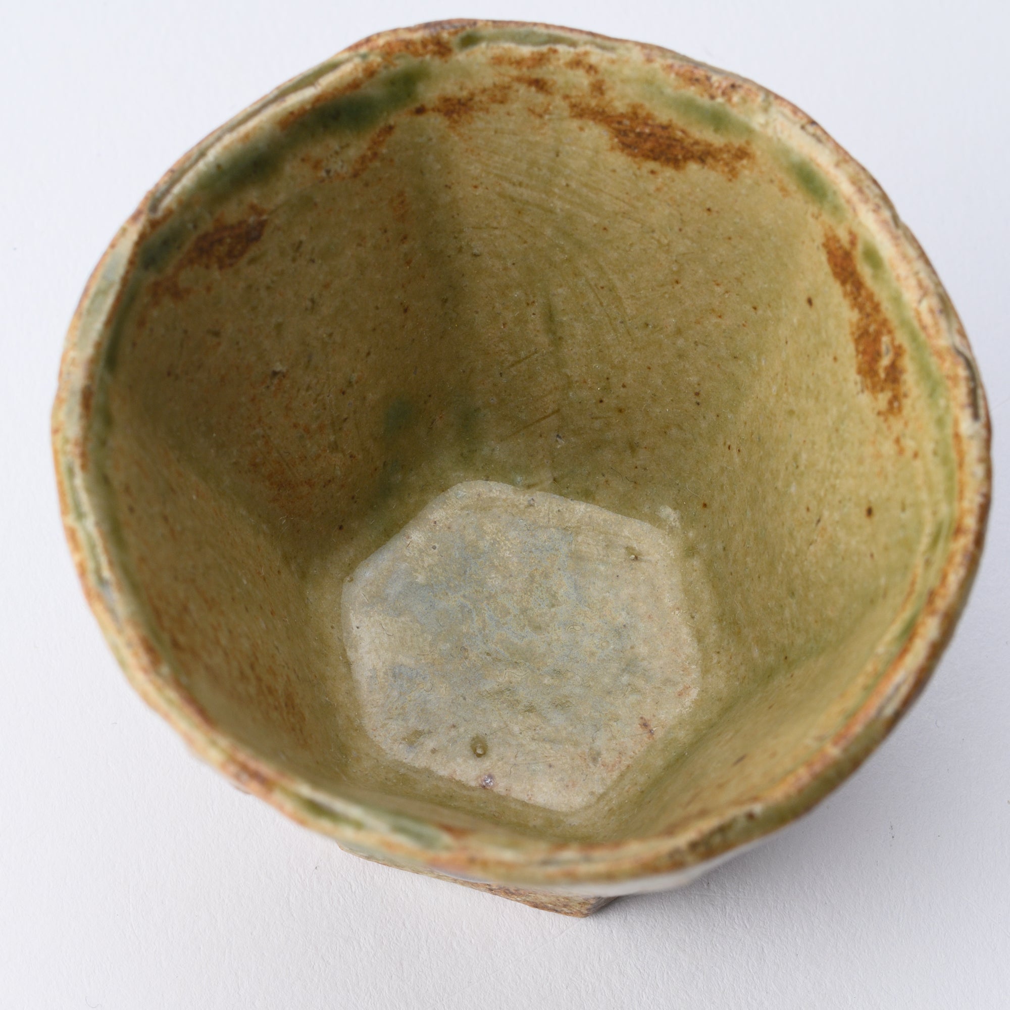 Musashi Kiln Bicolor Mino Ware Hexagonal Guinomi Sake Cup