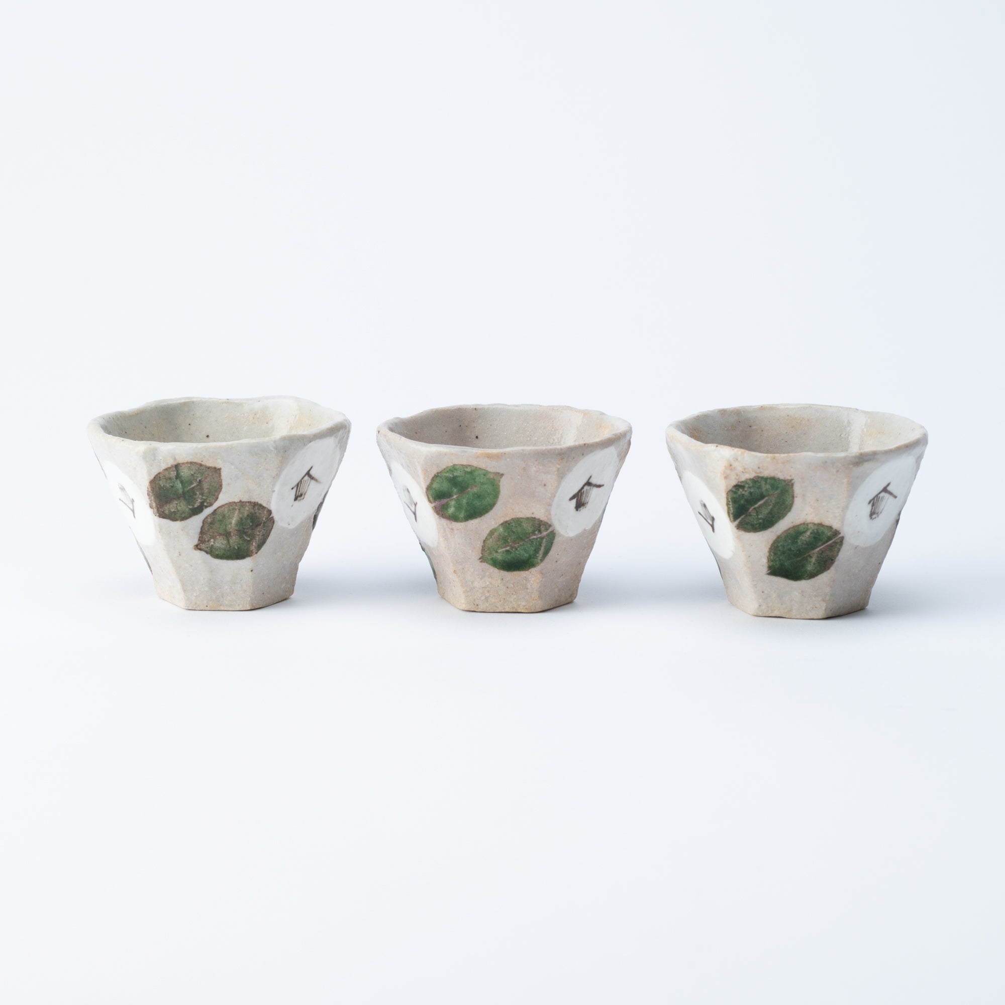 Musashi Kiln Camellia Mino Ware Hexagonal Guinomi Sake Cup