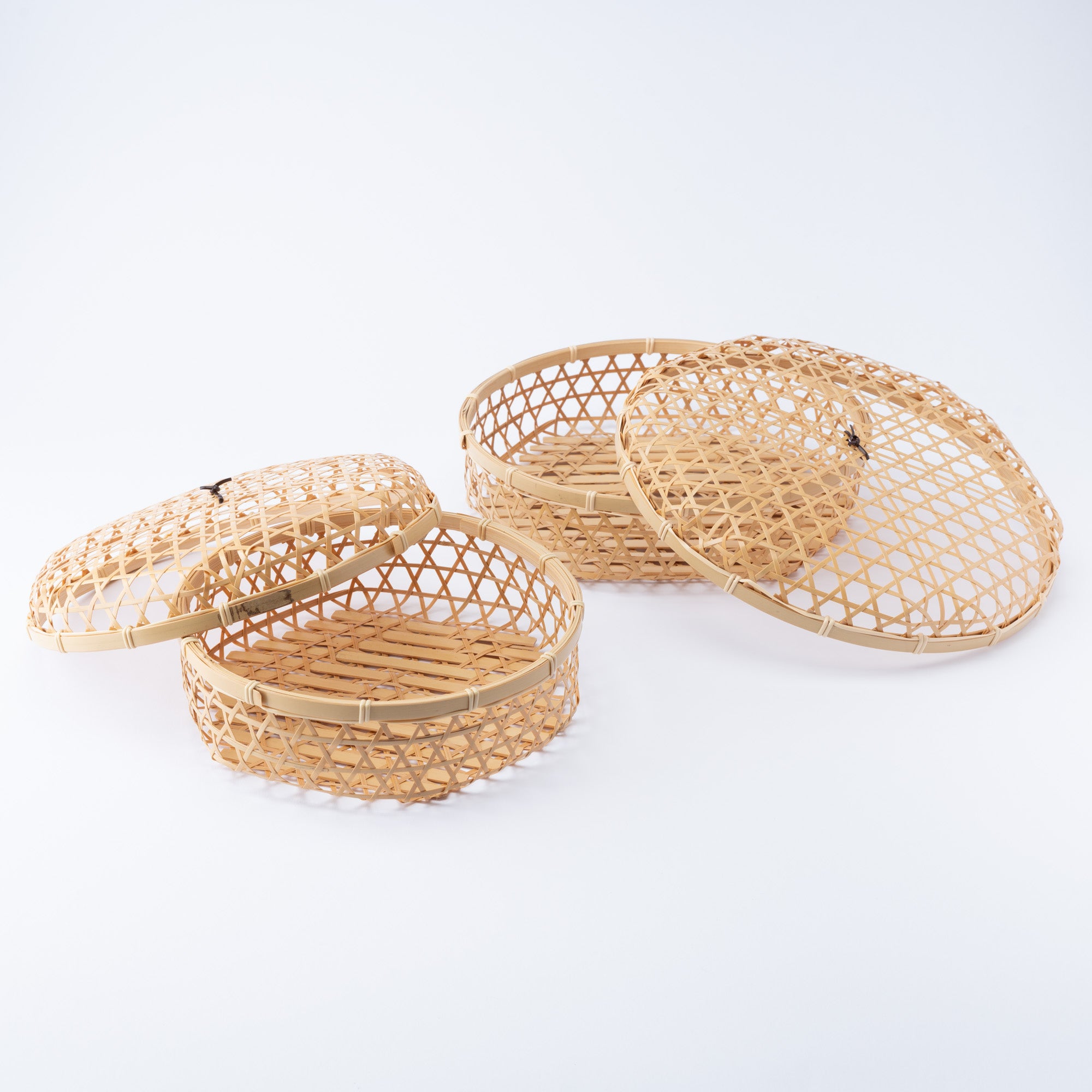 Hexagon Weave Bamboo Basket with Lid