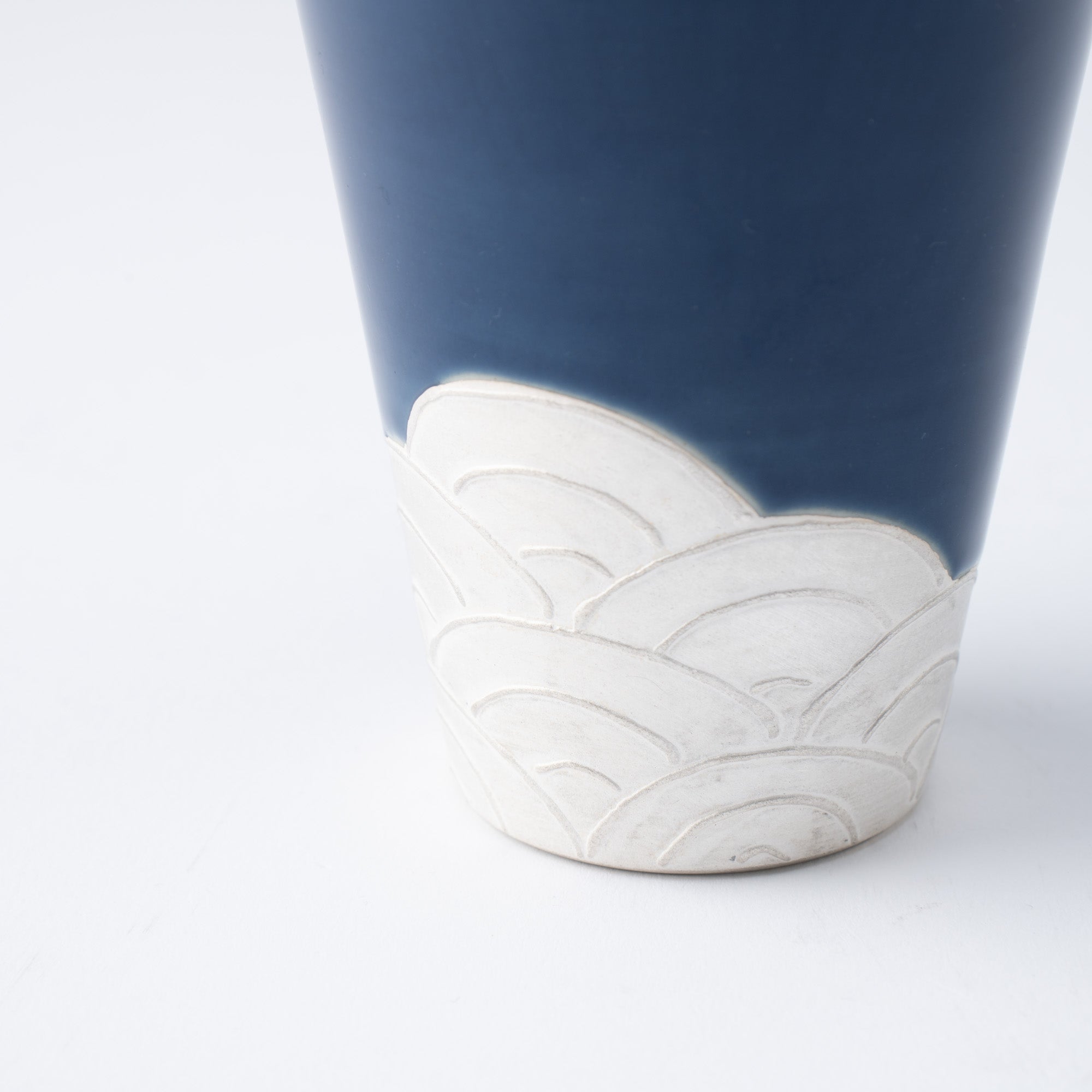 Ginsai Lapis Blue Seigaiha Wave Katakuchi Sake Carafe