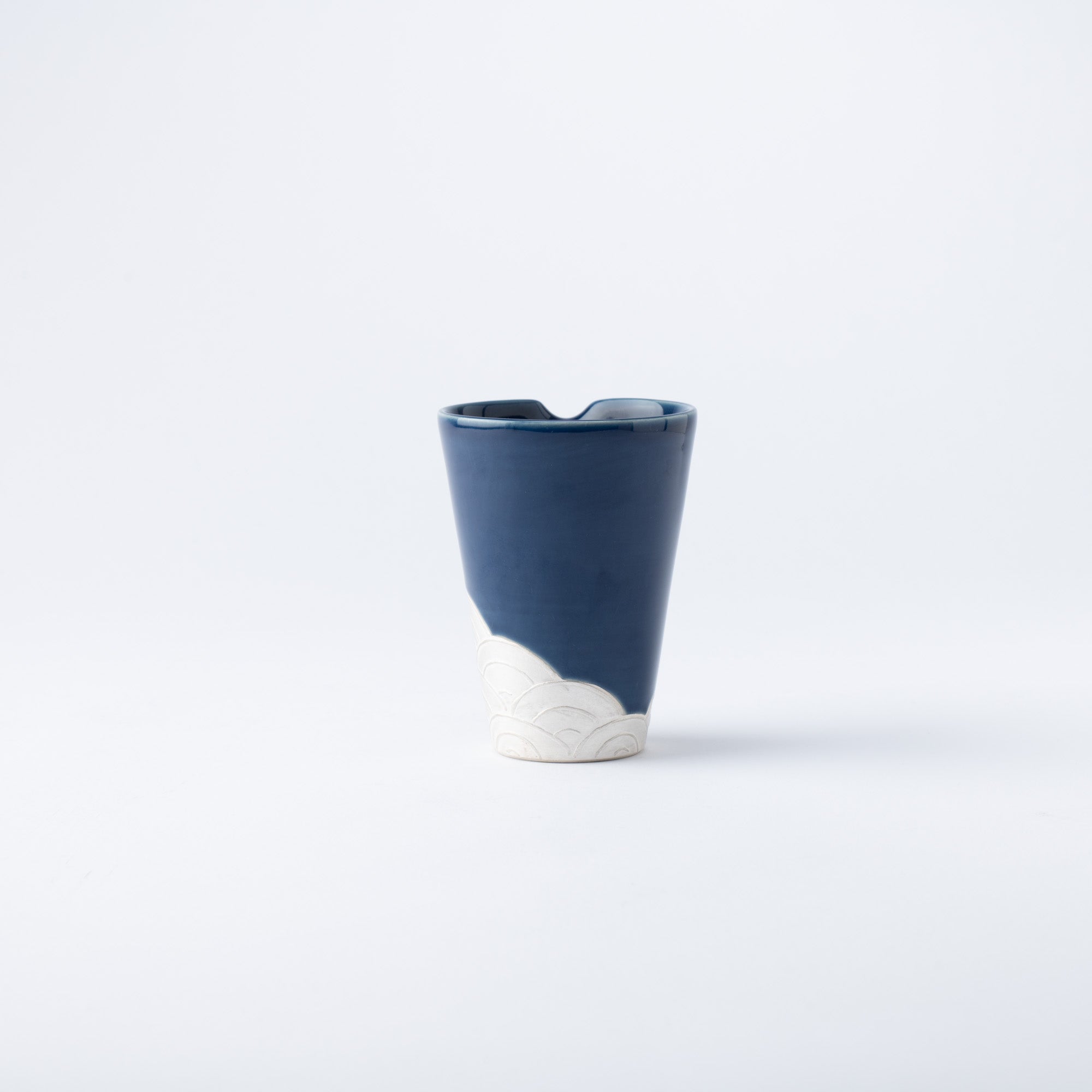 Ginsai Lapis Blue Seigaiha Wave Katakuchi Sake Carafe