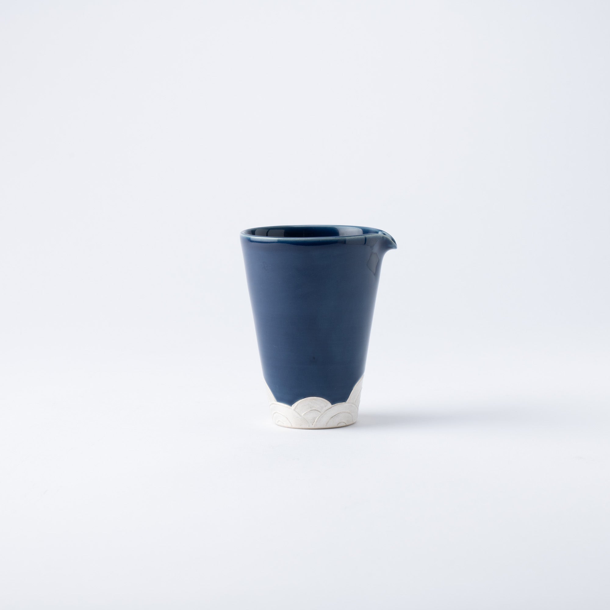 Ginsai Lapis Blue Seigaiha Wave Katakuchi Sake Carafe