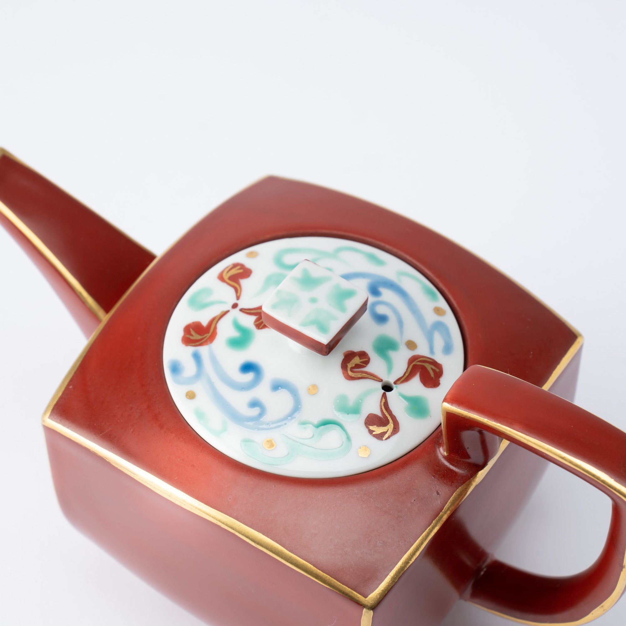 Gold Lined Red Teapot