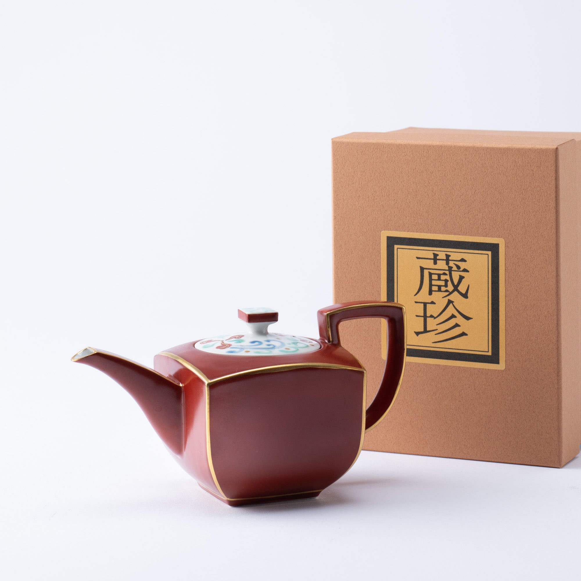 Gold Lined Red Teapot