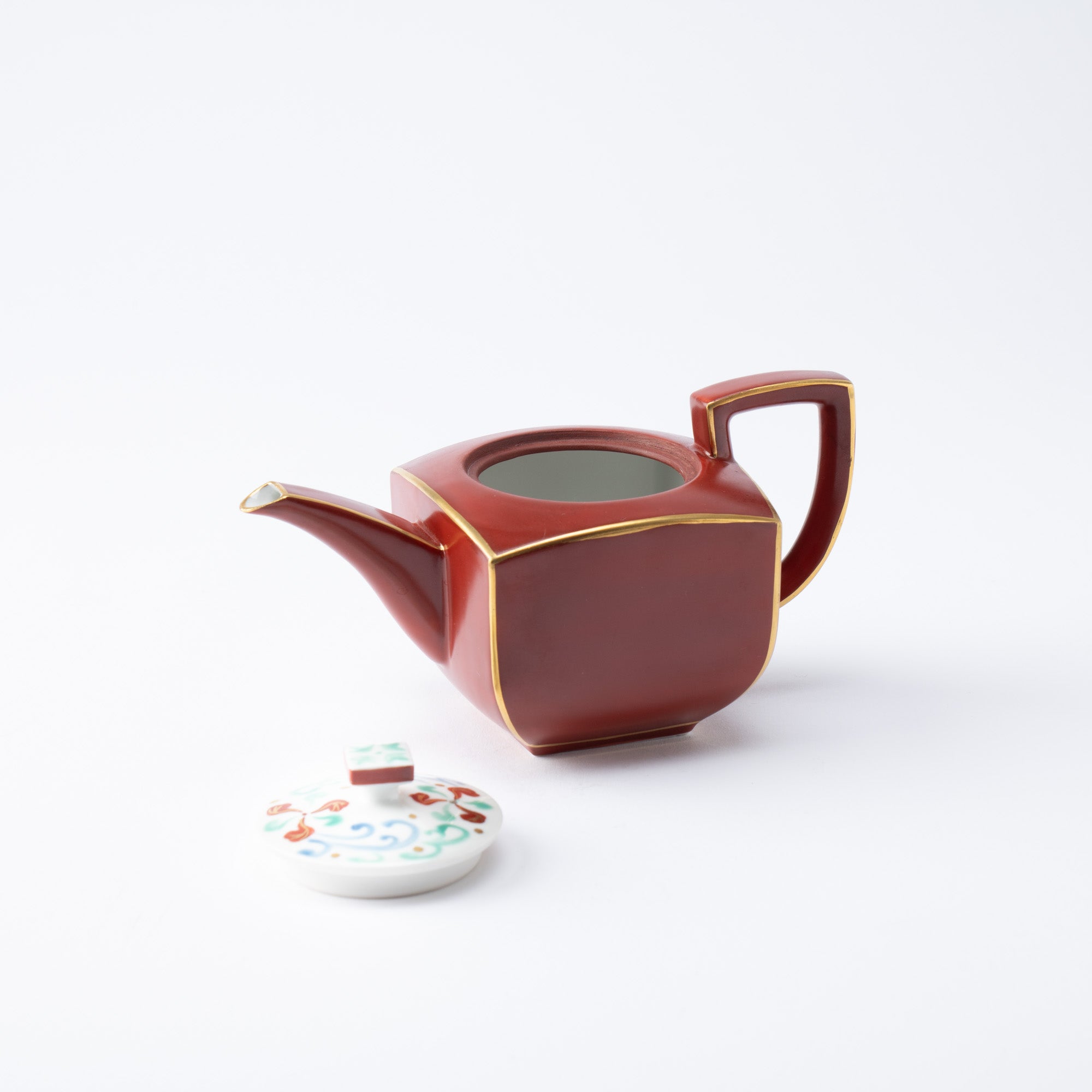 Gold Lined Red Teapot