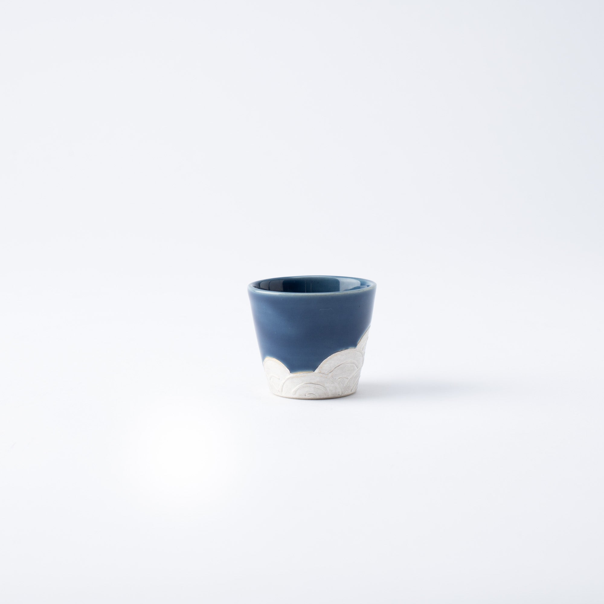 Ginsai Lapis Blue Seigaiha Wave Sake Cup