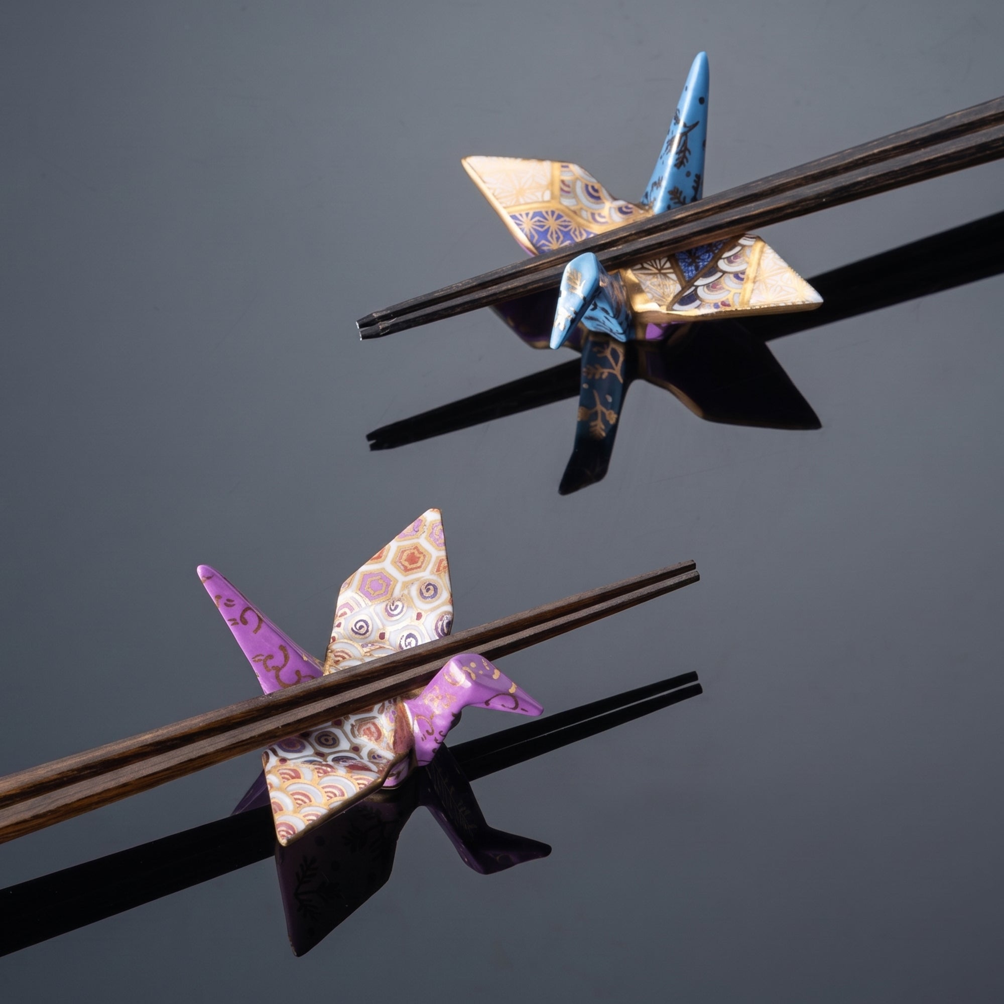 Swirling Lilac Crane Ornament