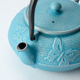 Roji Associates Sky Blue Butterfly Nambu Ironware Cast Iron Teapot