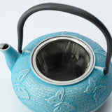 Roji Associates Sky Blue Butterfly Nambu Ironware Cast Iron Teapot