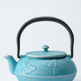 Roji Associates Sky Blue Butterfly Nambu Ironware Cast Iron Teapot