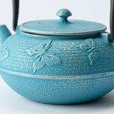 Roji Associates Sky Blue Butterfly Nambu Ironware Cast Iron Teapot