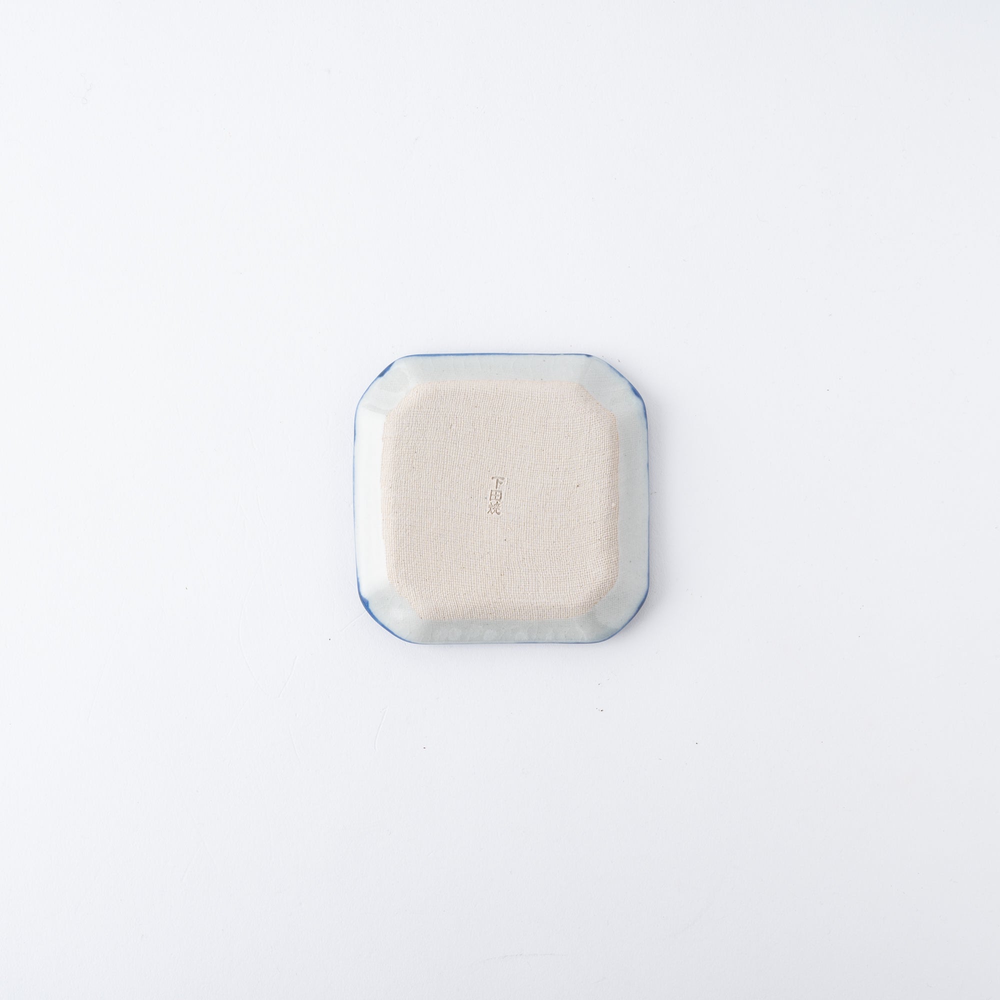 Blue Brush Rim Square Sauce Plate