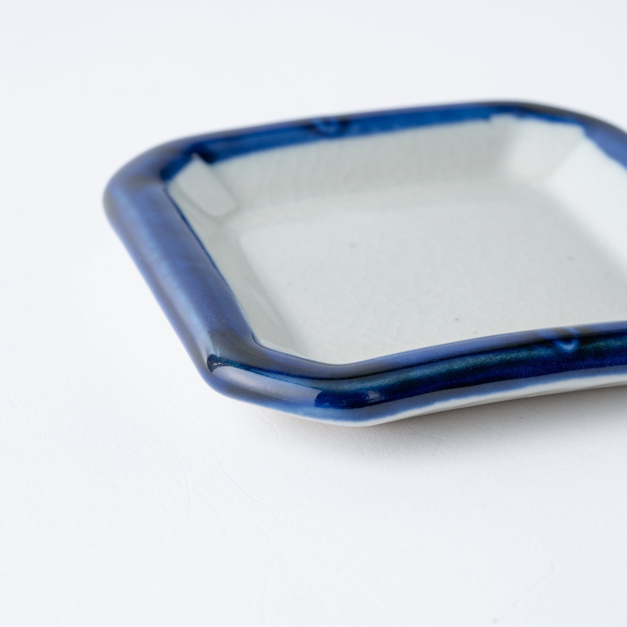 Blue Brush Rim Square Sauce Plate