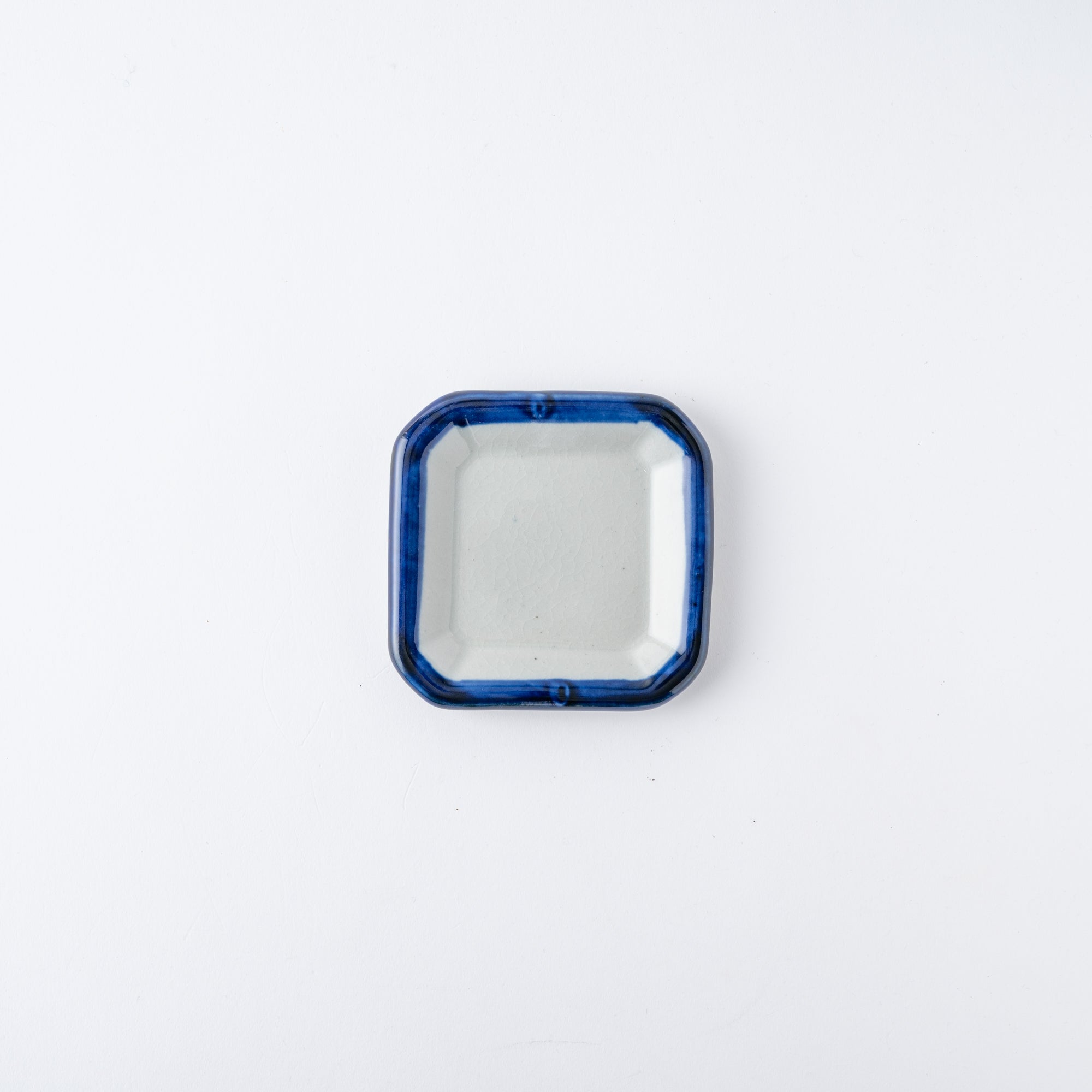 Blue Brush Rim Square Sauce Plate