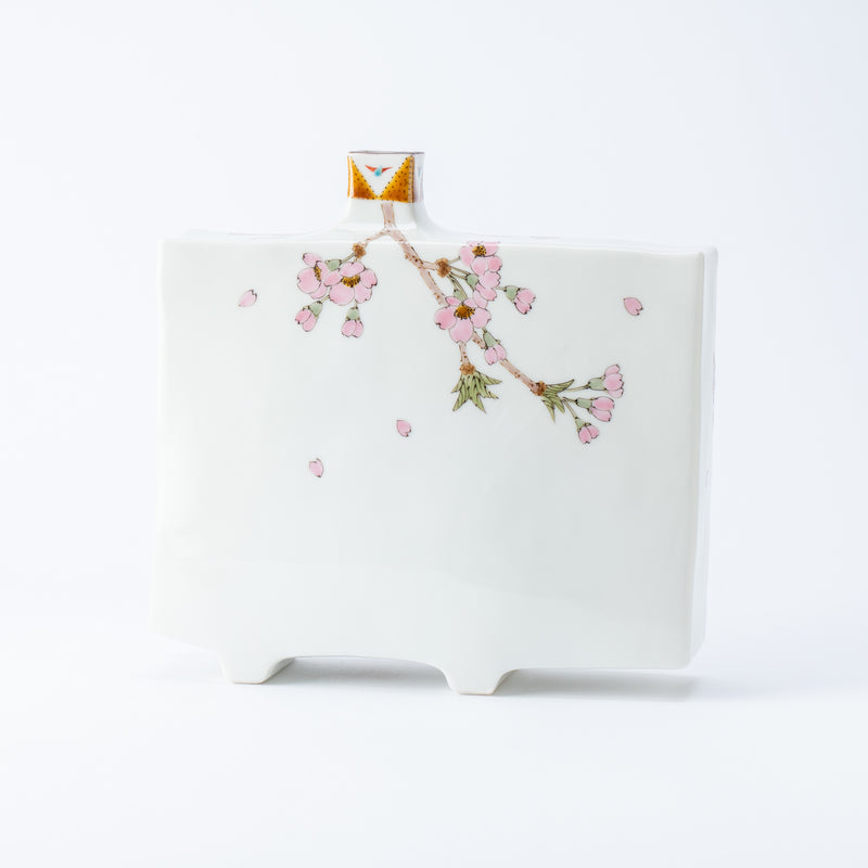 Yamada Yoshiaki Cherry Blossom and Warbling White-eye Japanese Flower Vase