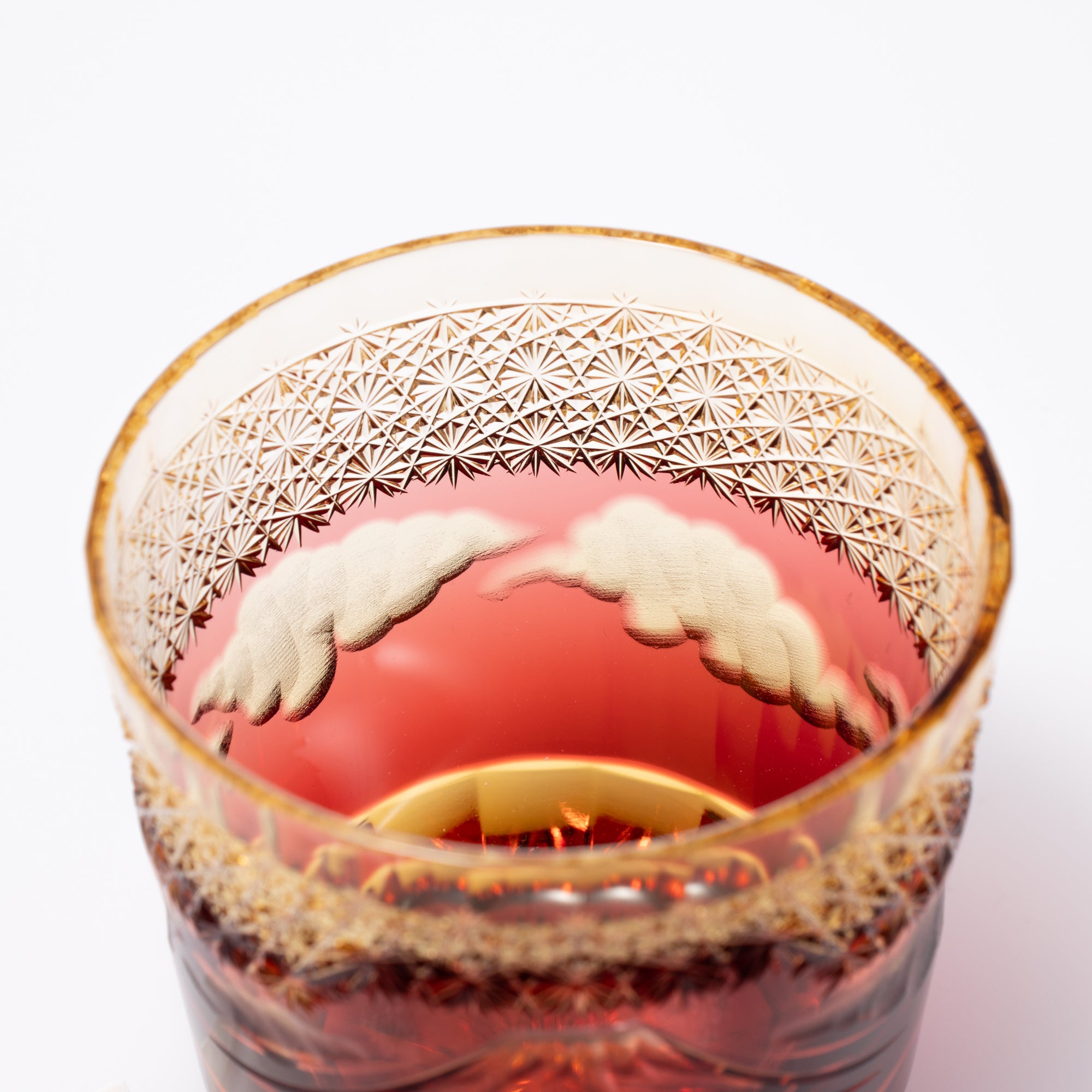 Hokusai Mt. Fuji Edo Kiriko Whiskey Glass