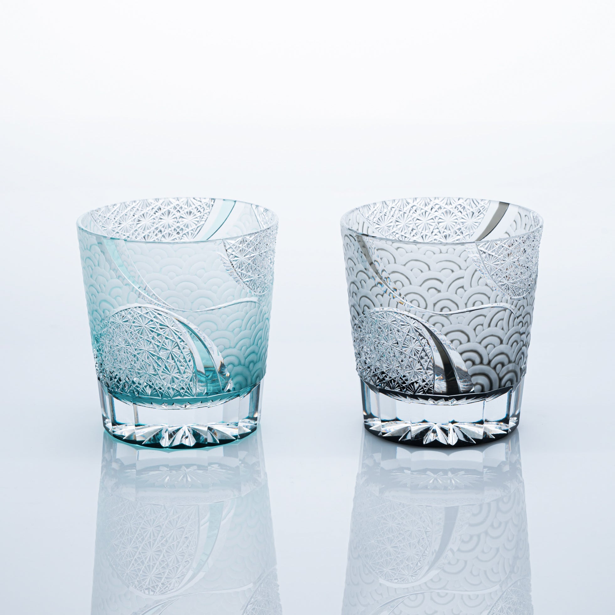 Rolling Waves Edo Kiriko Whiskey Glass