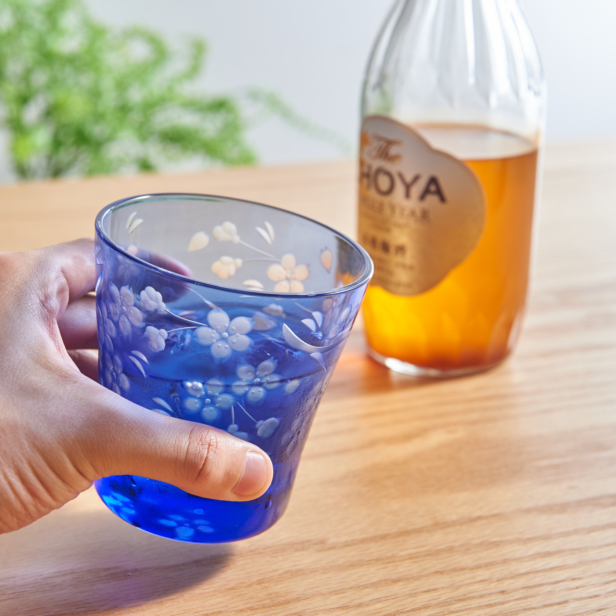 Indigo Blue Sakura Whiskey Glass